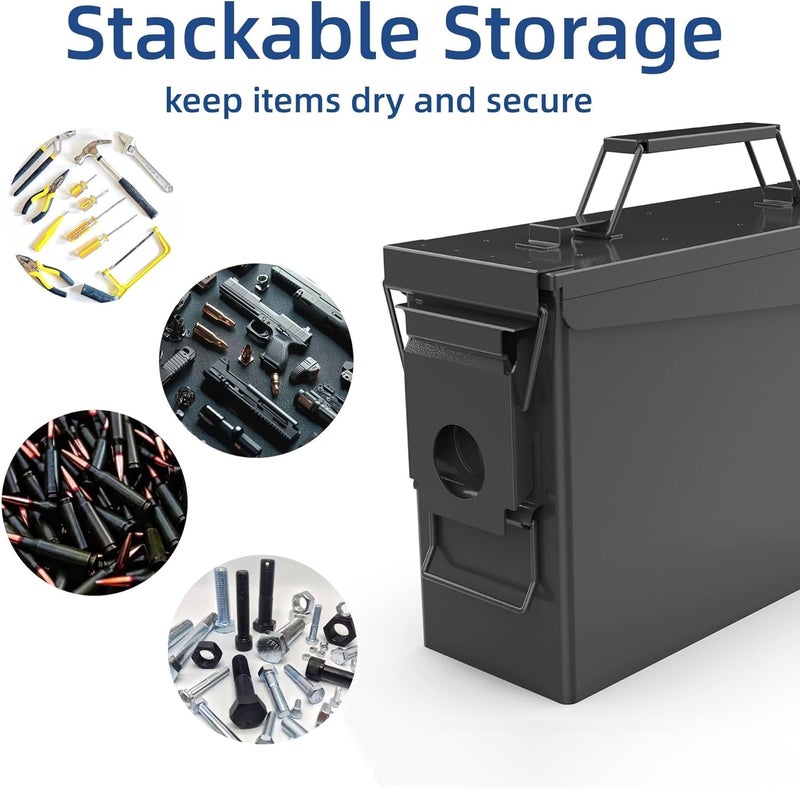 Patron 30 & 50 Cal Ammo Can Metal Ammo Box Storage Crate Case for Shotgun Bullet Rifle Ammunition Waterproof (Black or Green) - Image 4